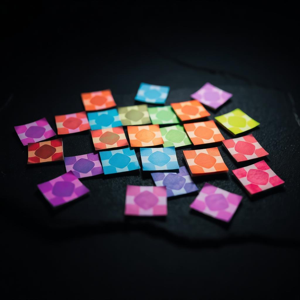 Kleurrijke LSD blotter papier tabs op een donkere ondergrond